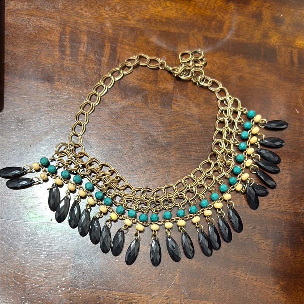 Elegant Gold and Black Chain Necklace 5/$25